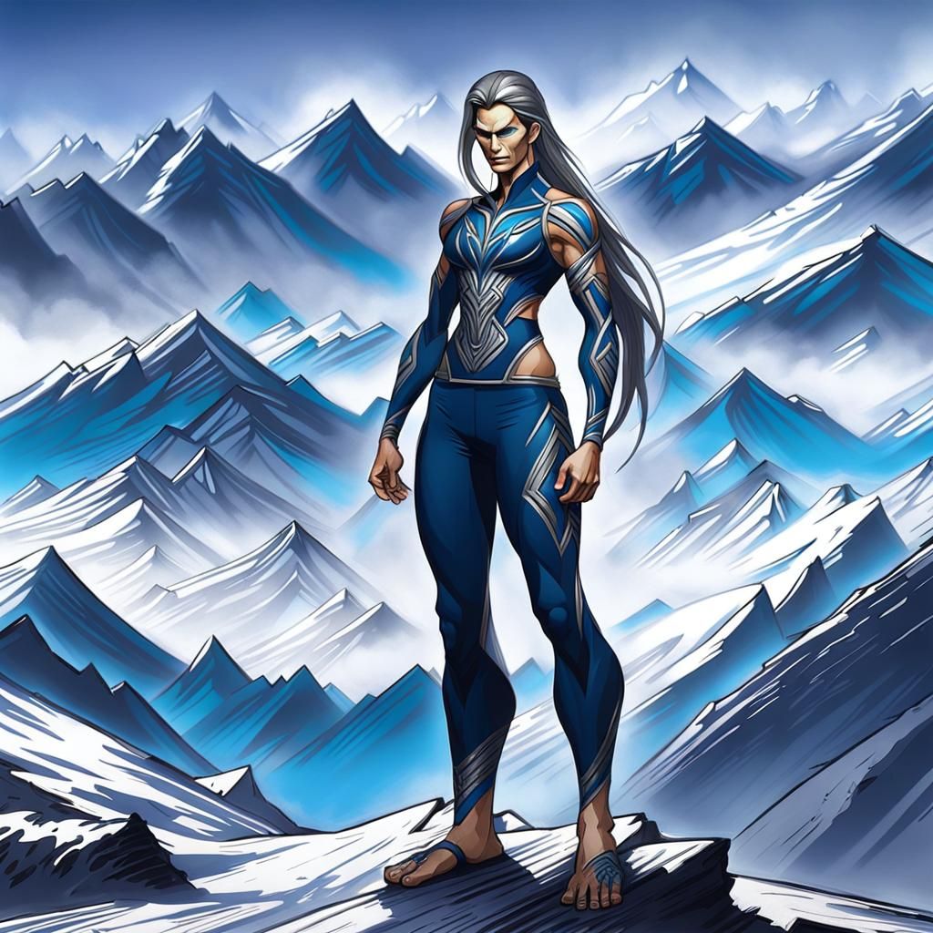 Athletic Female Warrior in Mountain Landscape