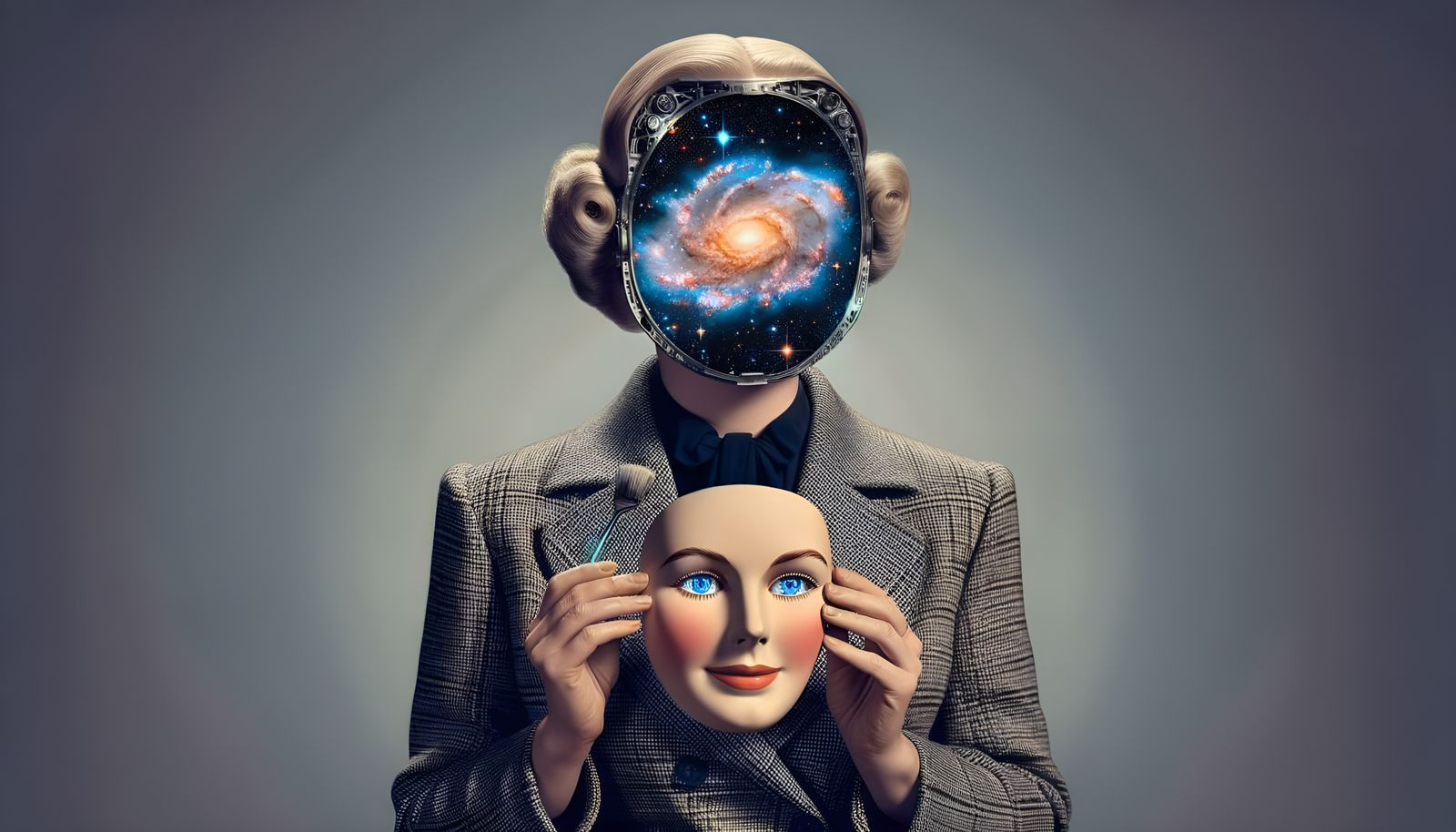 Surreal Galaxy Portrait of 1950s Woman