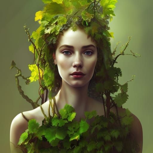 Sidney Sweeney in Vine Dress, Hyperdetailed Concept Art