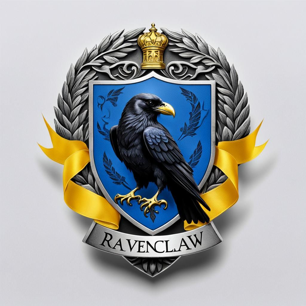 Ravenclaw Coat of Arms: Raven on Silver Shield