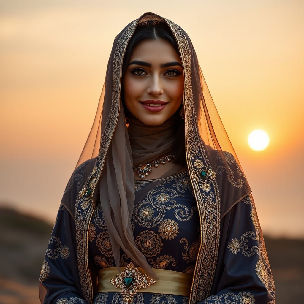 A Regal Lebanese Lady in Opulent Abaya
