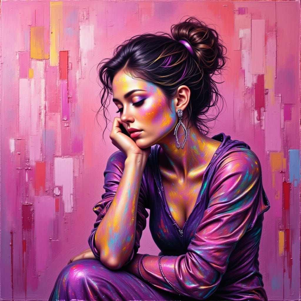 Abstract Expressionist Woman in Thought