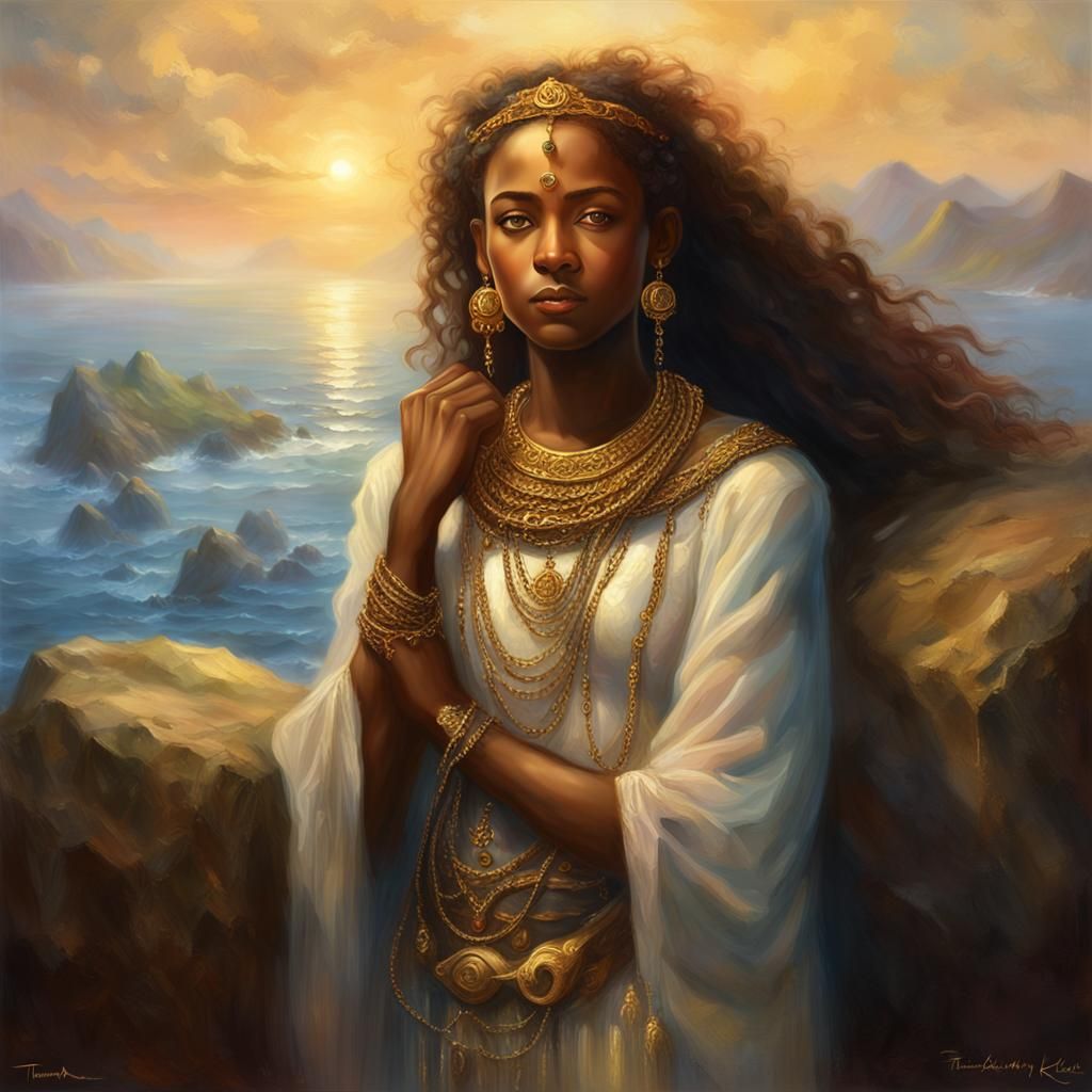Ethiopian Princess Chained: Ethereal Fantasy Seascape