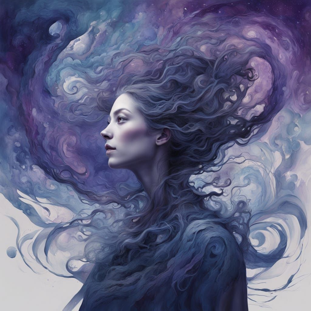 Abstract Female Monster of Concepts in Surreal Void