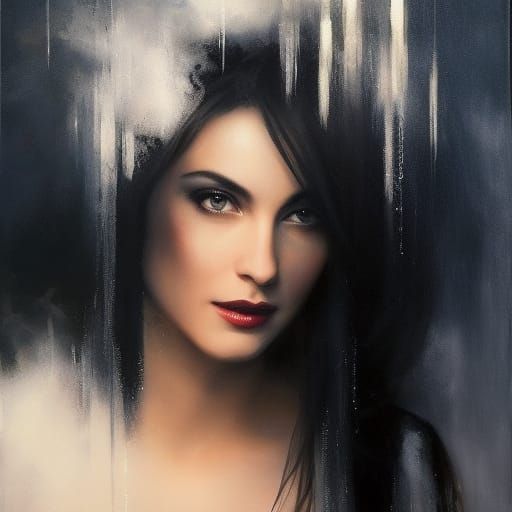 Elegant Woman in Black Dress by Candlelight