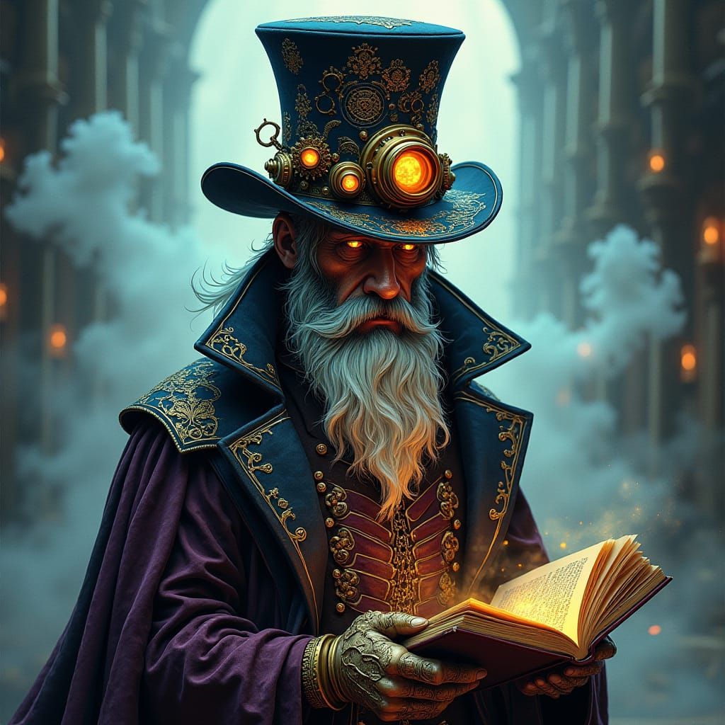 Steampunk Plague Doctor Sorcerer in Comic Book Style