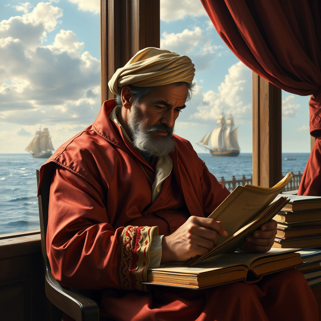 Venetian Merchant Writing Letter in Renaissance Style