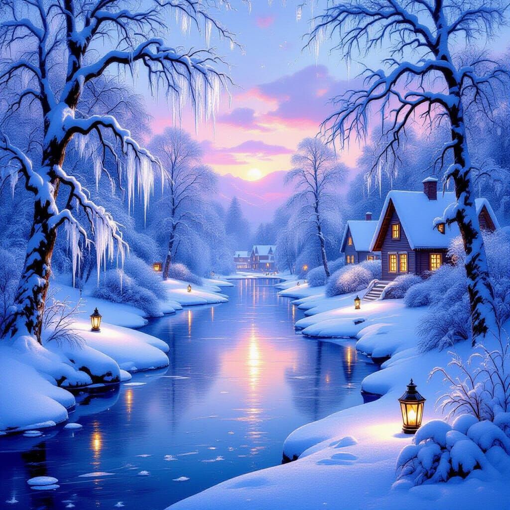 Enchanting Winter Wonderland in Sapphire and Rose