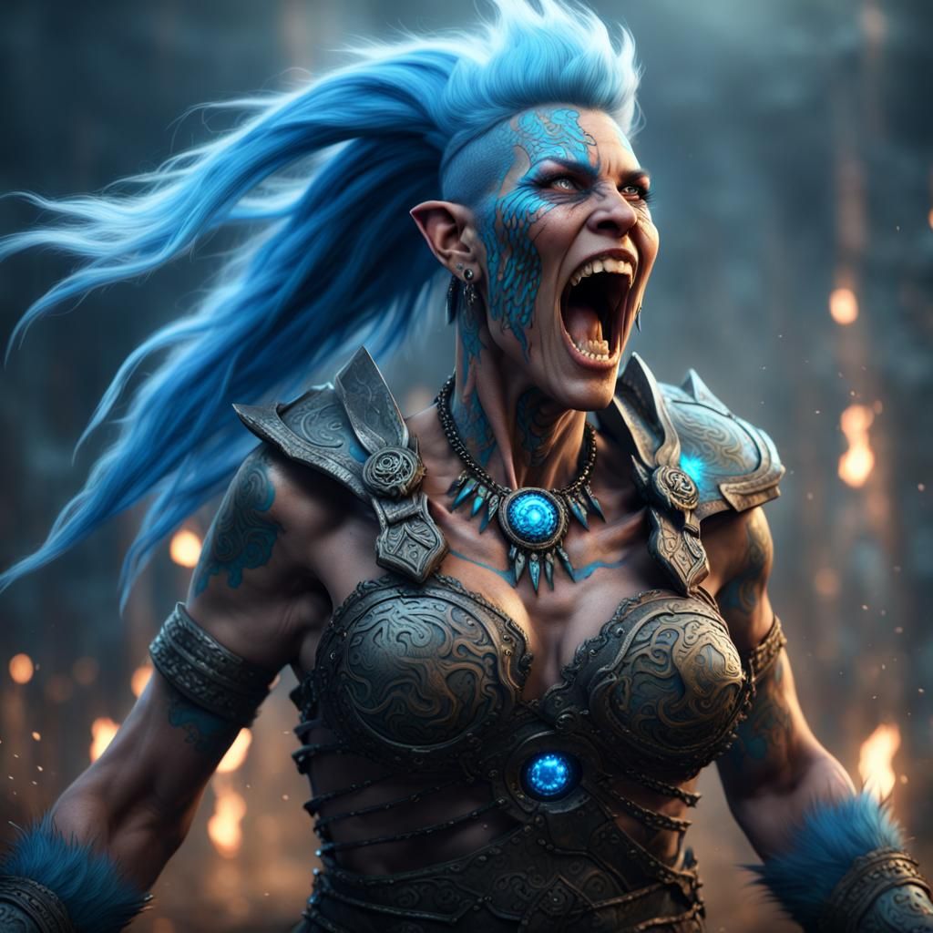 Raging Goliath Barbarian with Glowing Tattoos