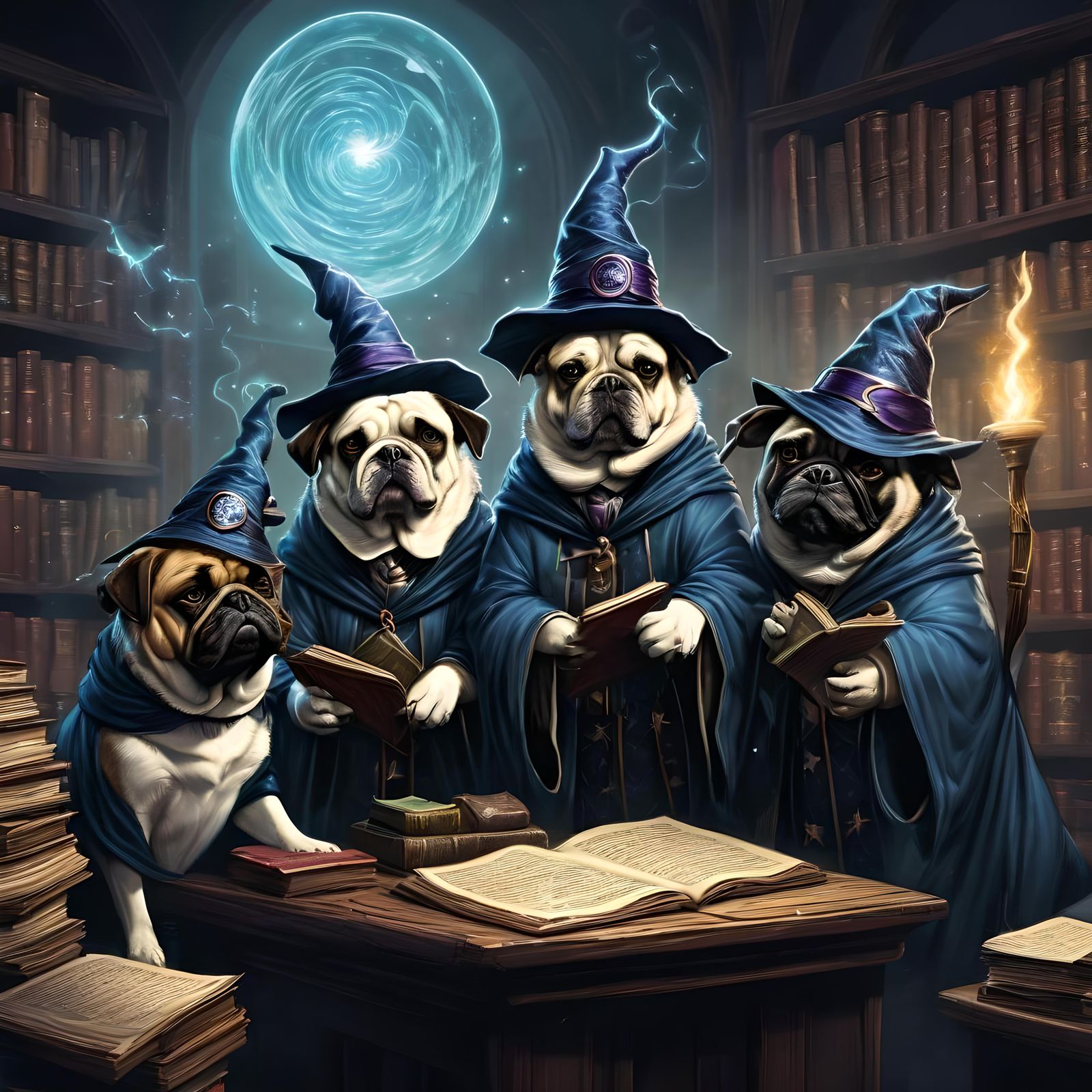 Pug Wizards at Magic School, Comic Book Art