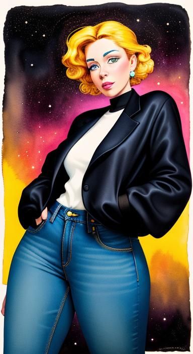 Neon Noir Portrait in Pop Art Style