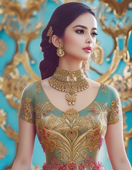 Filigree Dress: Vibrant Light, Royal Style, 3D Art