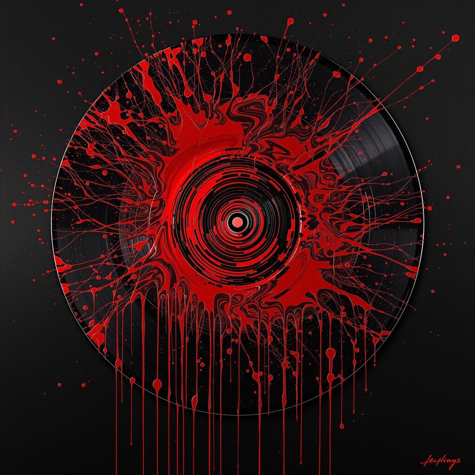 Melting Record in Dark Style Abstract Display