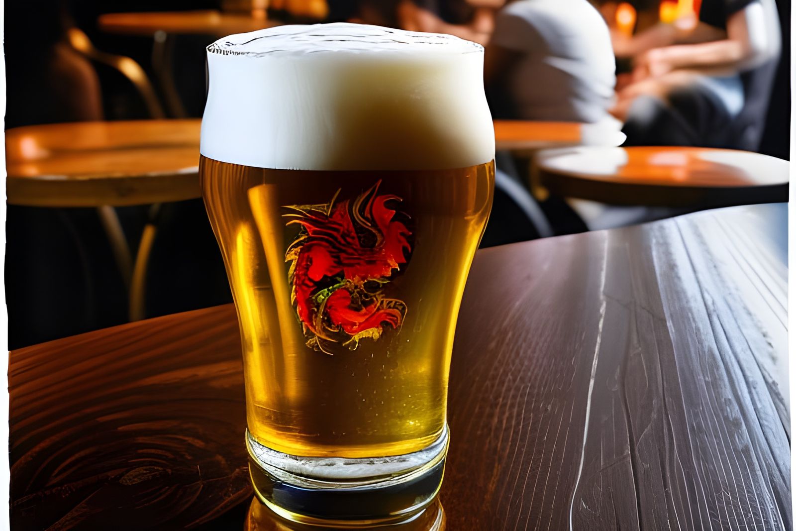 Dragon Beer in Paris Cafe: Detailed Food Photography