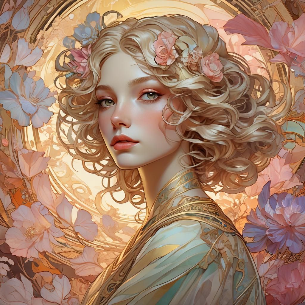 Woman Shrouded in Memories: An Art Nouveau Portrait