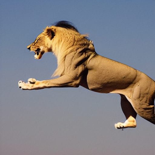 Winged Lion Soaring Through the Sky