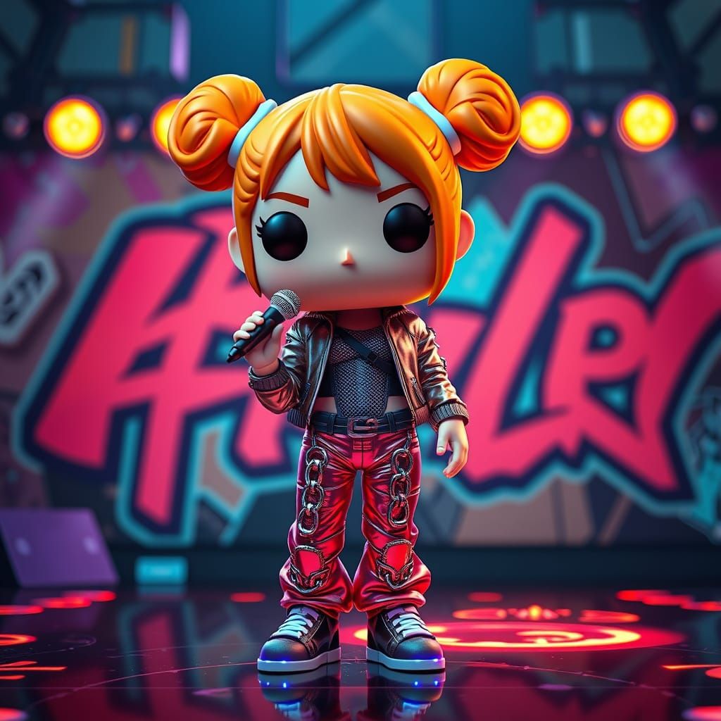 Anime Pop Figure on Graffiti Stage