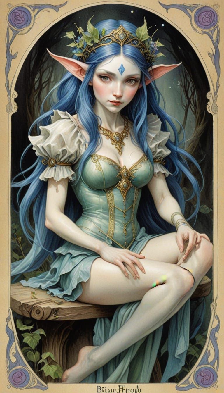 Enchanted Tarot Card in Art Nouveau Watercolour Style