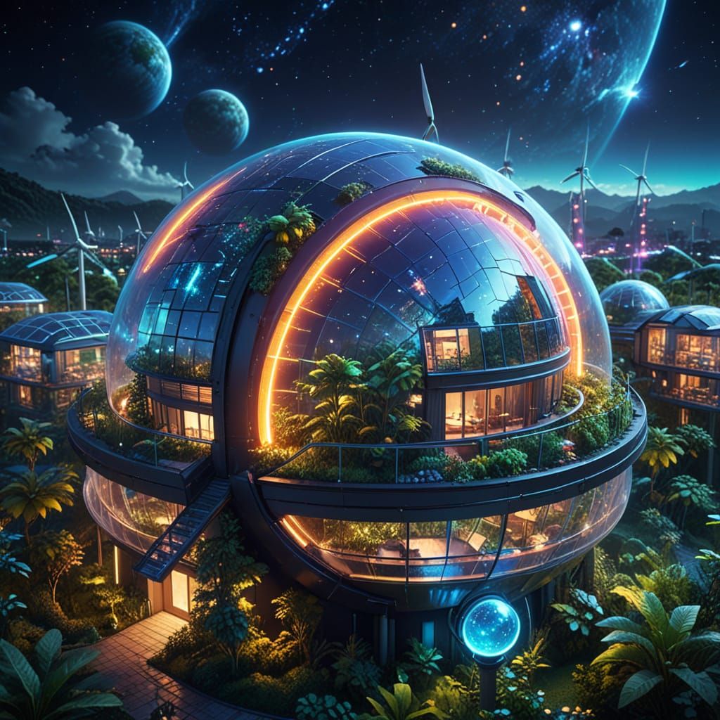 Surreal Futuristic Cityscape on a Solarpunk Earth