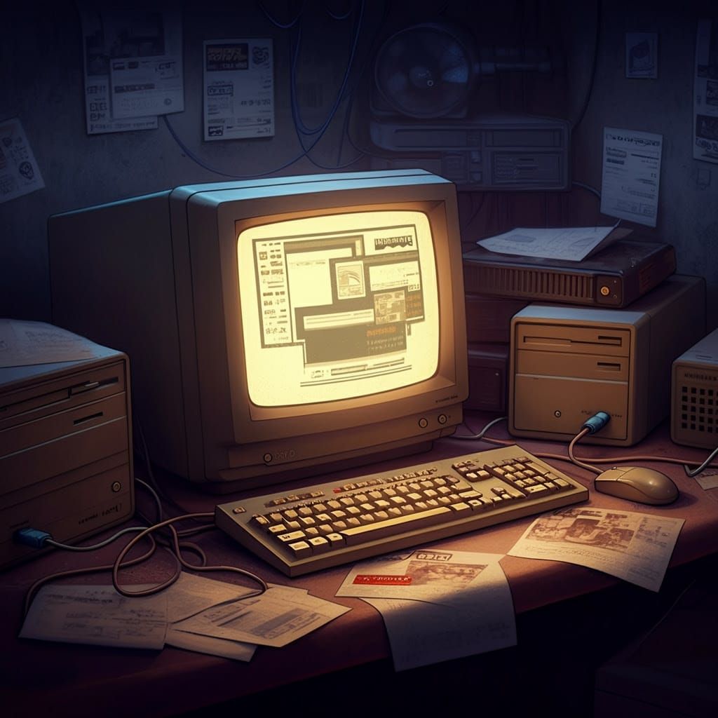 Retro-Futuristic Internet Dystopia on a Vintage CRT Monitor