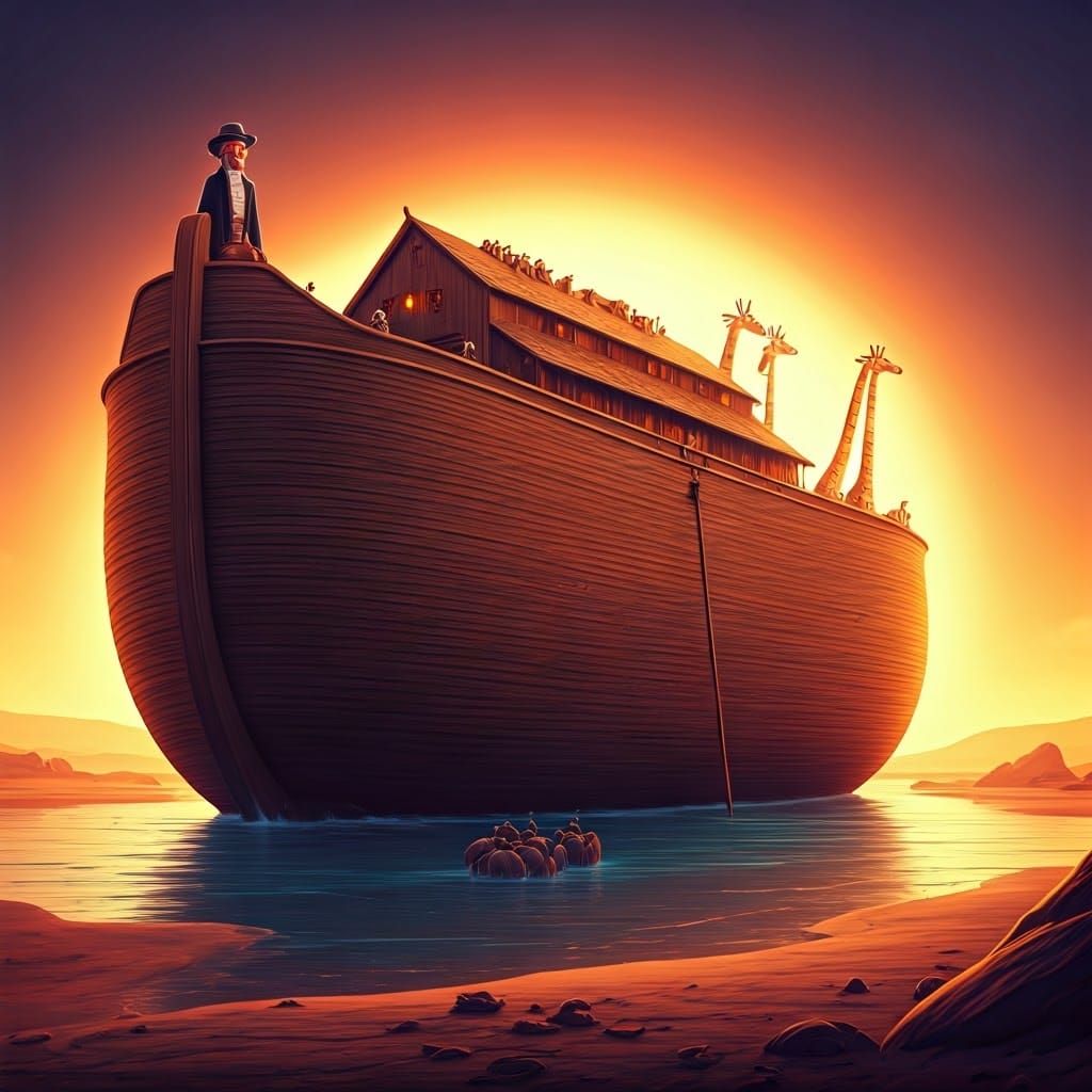Noah's Ark Led by George Washington in Desert