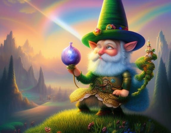 Whimsical Leprechaun Painting in Lush Forest