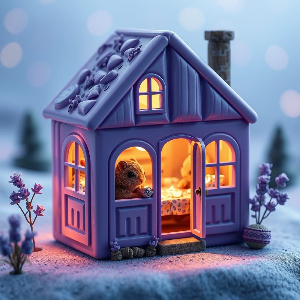 Whimsical Chocolate Tablet Home in Lavender Light