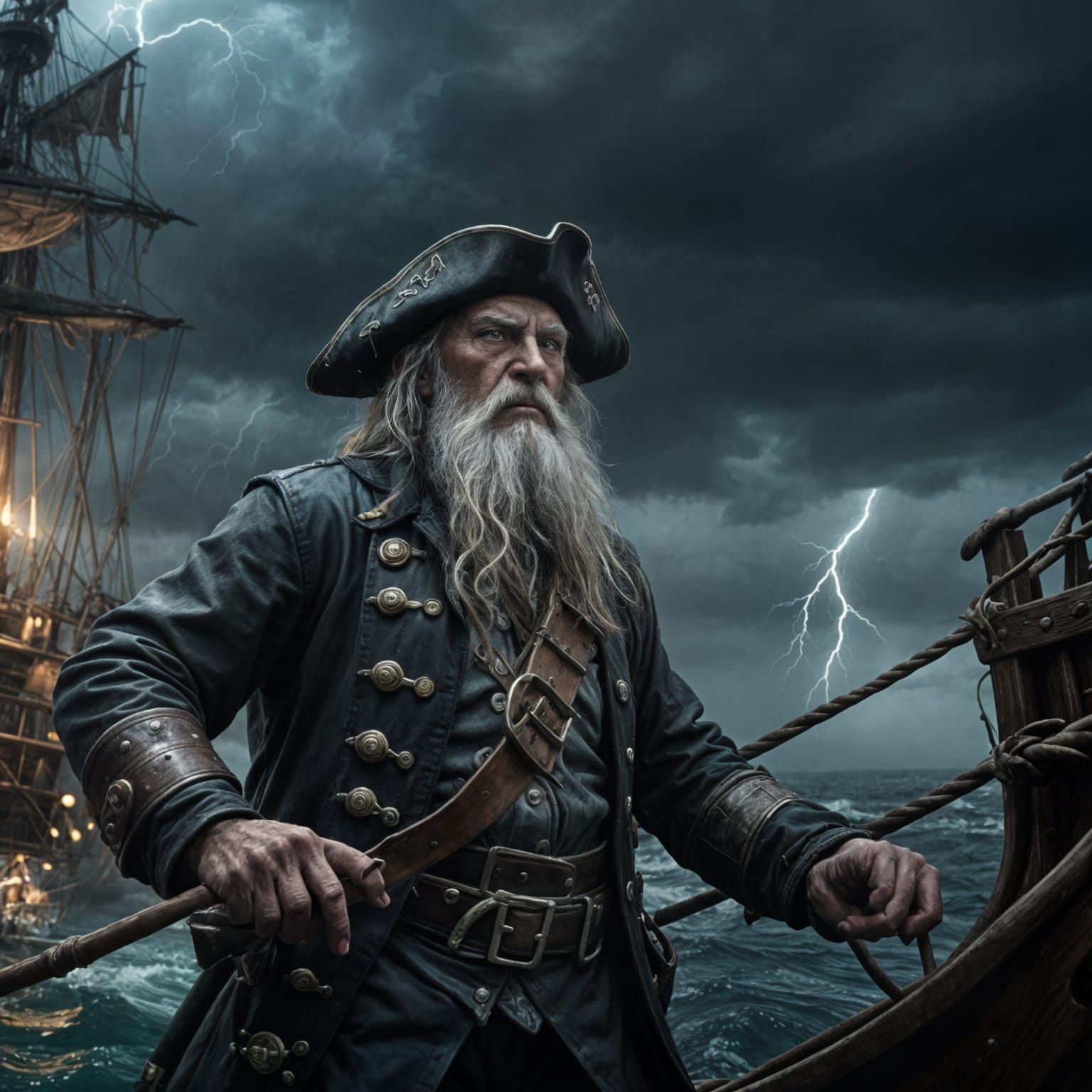 Pirate Captain Fishes for Kraken Babies in Stormy Seas