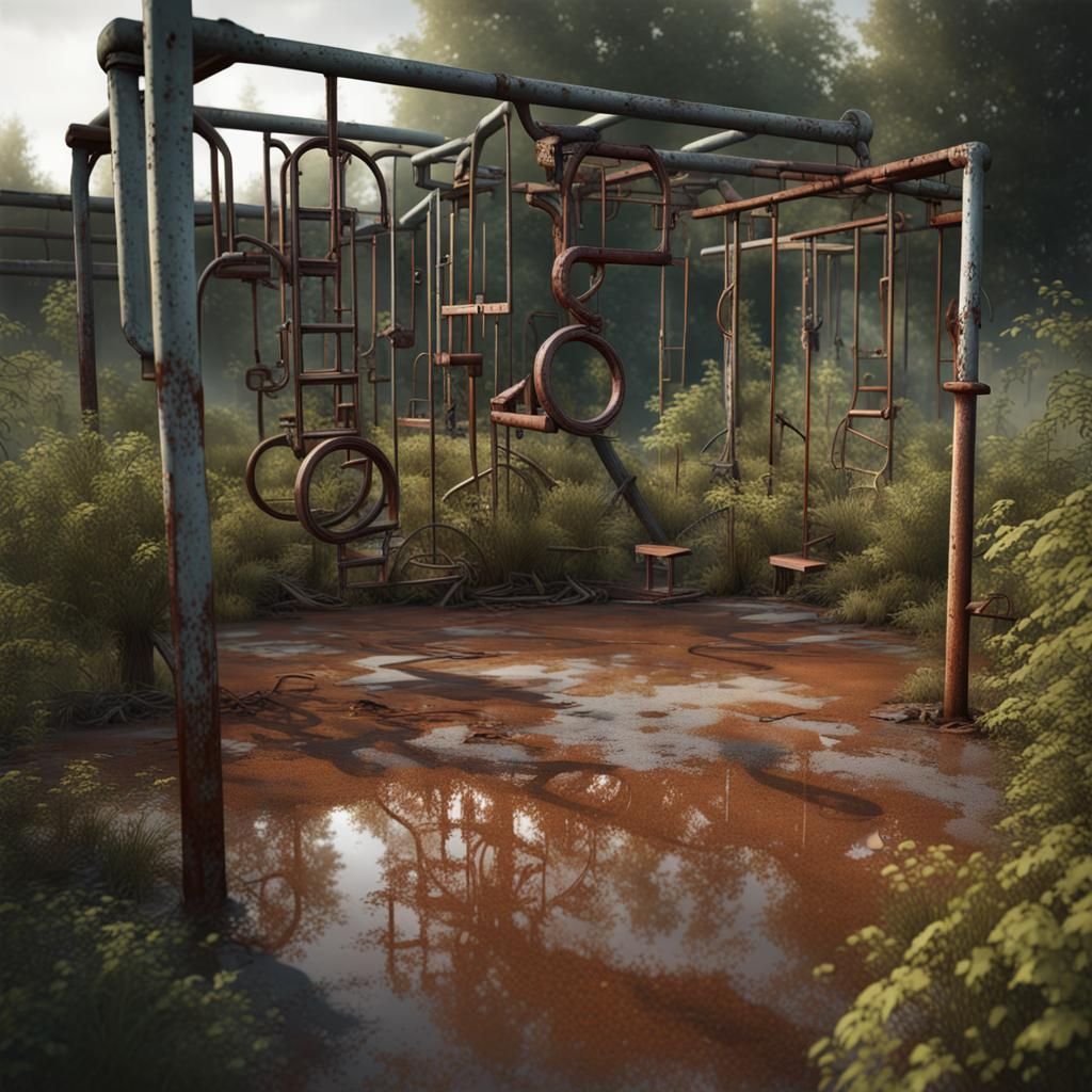 Liminal Abandoned Playground in Photorealistic Style