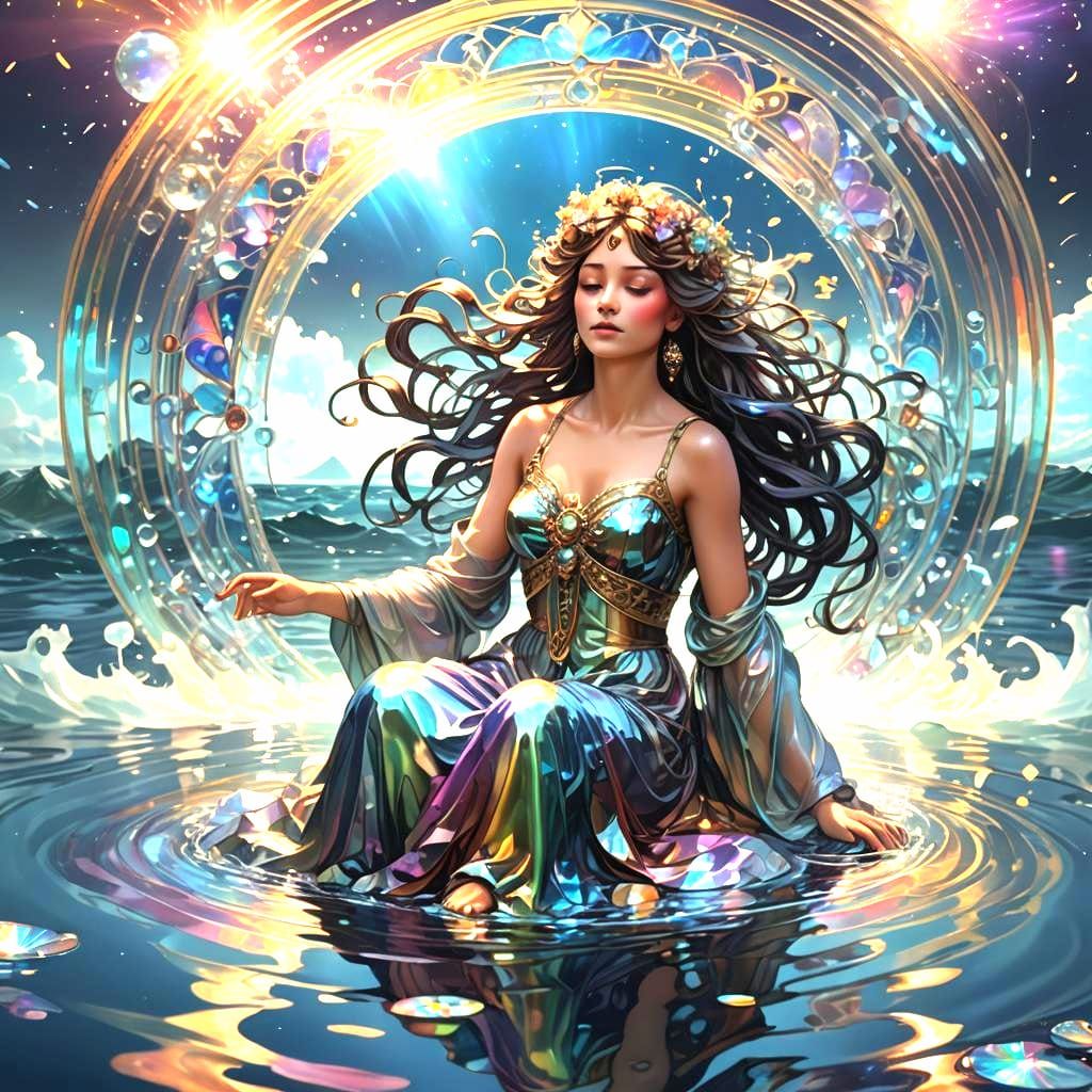 Iridescent Sky Spell in Art Nouveau Style