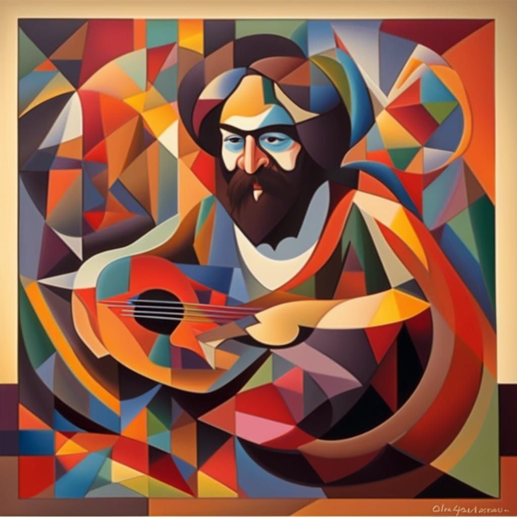 Abstract Cubist Portrait of Jerry Garcia