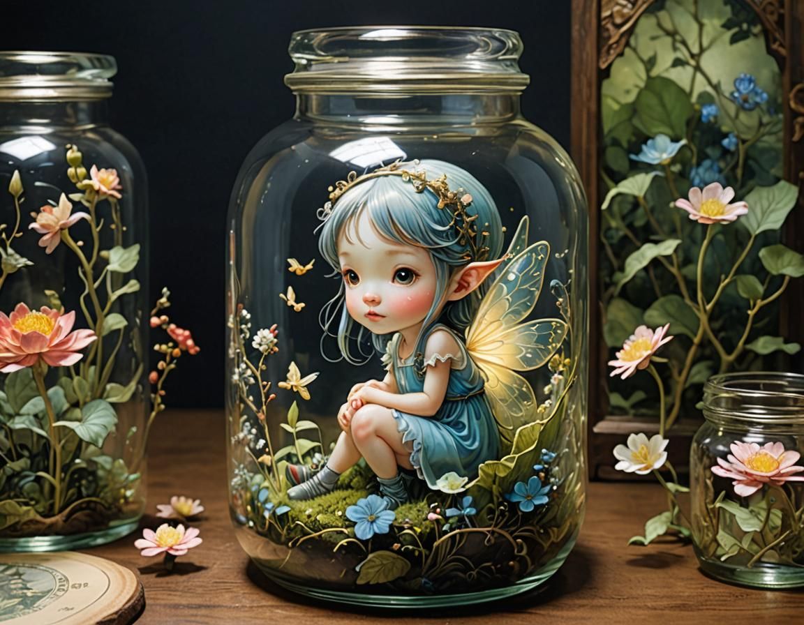 Fairy in a Jar: Fantasy Art Illustration