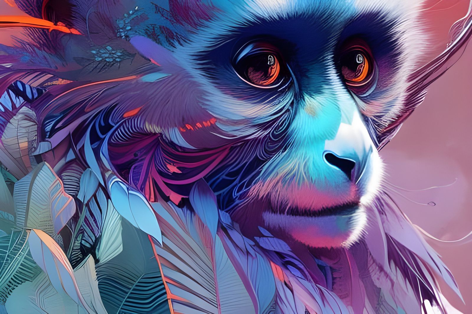 Detailed Marmoset Portrait in Pastel Colors