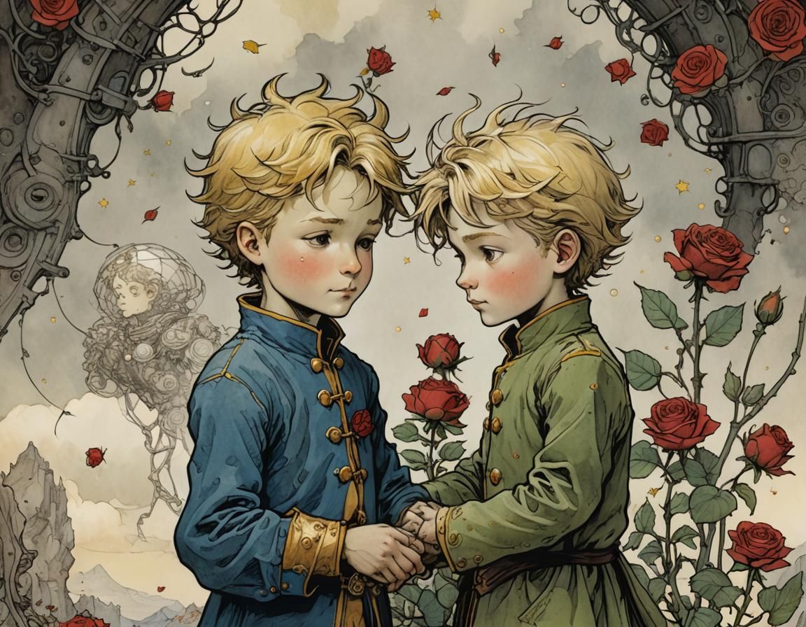 The Little Prince and His Rose: Detailed Illustration