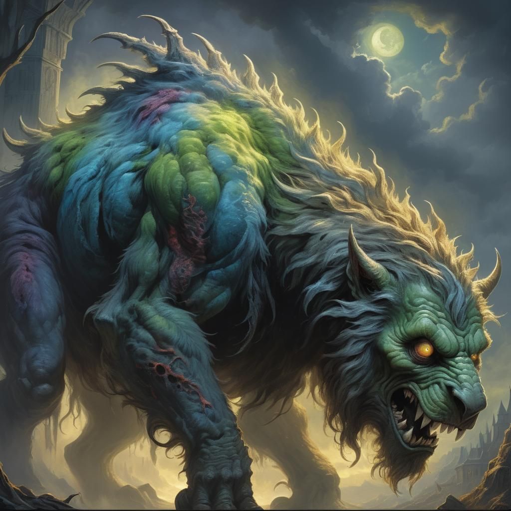 Mythical Horror Beast with Glaring Eyes