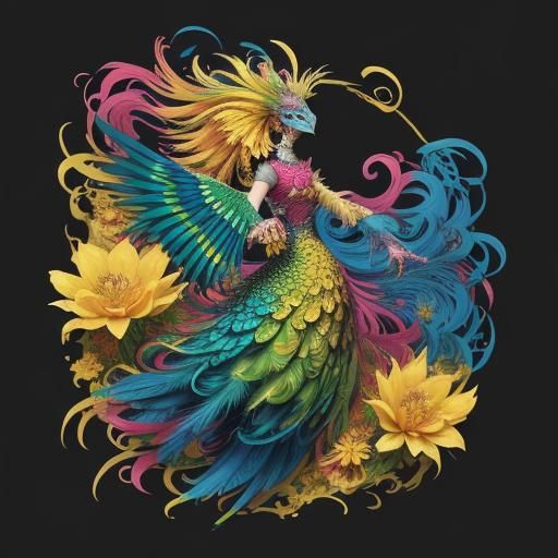 Abstract Portrait of a Dragon Peacock Woman