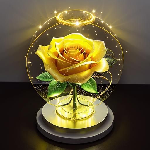 Translucent Sparkling Yellow Rose with Mirrored Reflections