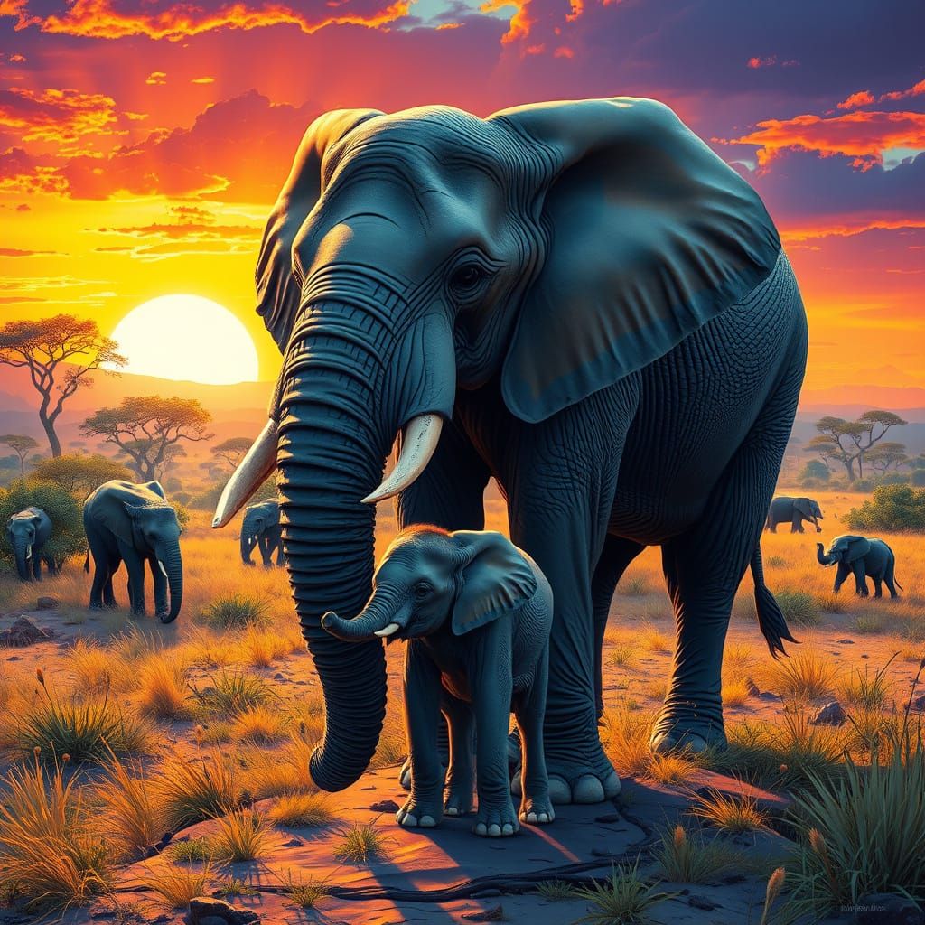 Motherly Guidance in Vibrant African Dawn