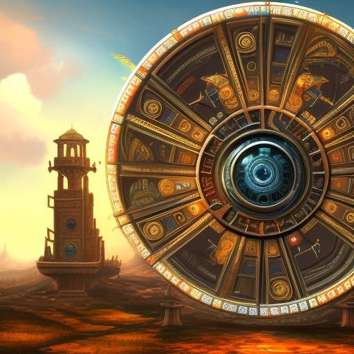 Fantastical Wheel of Fortune in Detailed Digital Art