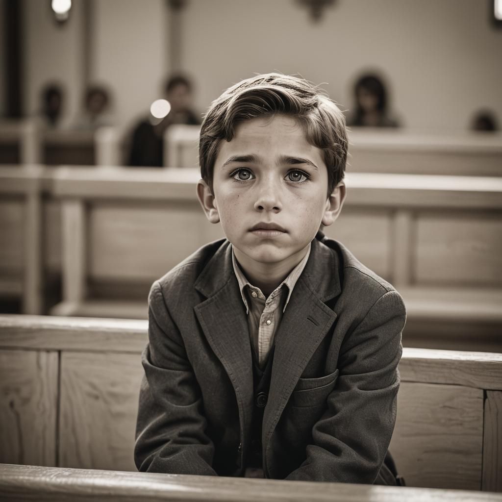Boy Praying: Realistic Portrait in Photography Style