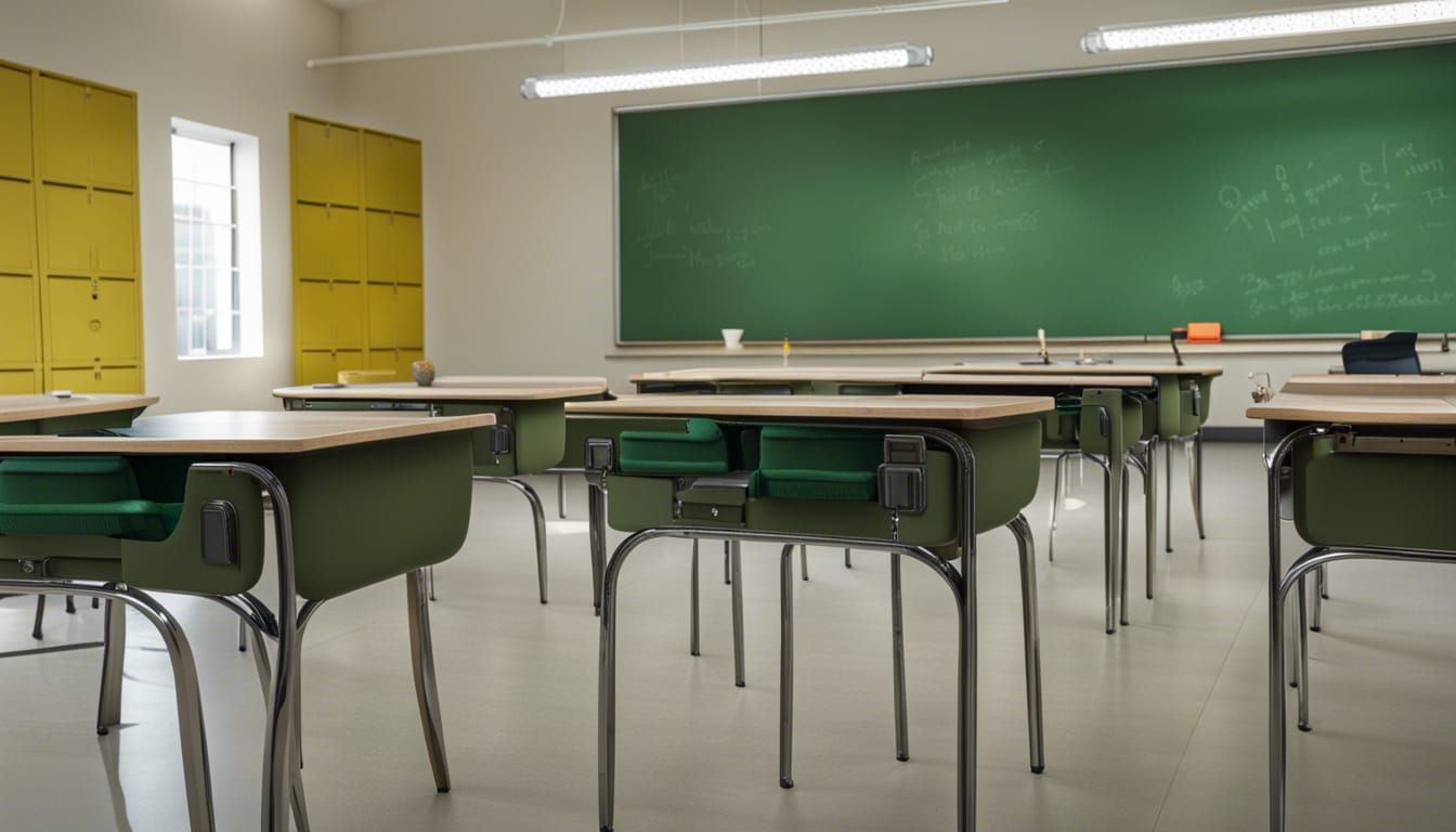 Classic Classroom with Chalkboard and Lockers