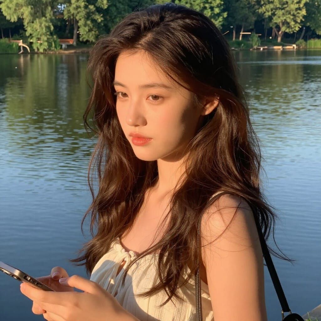 Hafu Girl By Lake in Golden Hour Light