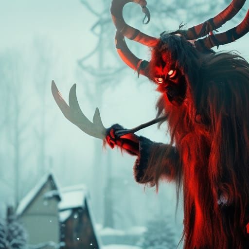 Detailed Krampus Demon in Horror Style