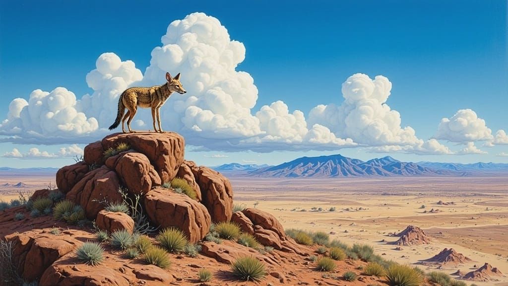 Coyote in Arizona Desert, Wild West Landscape