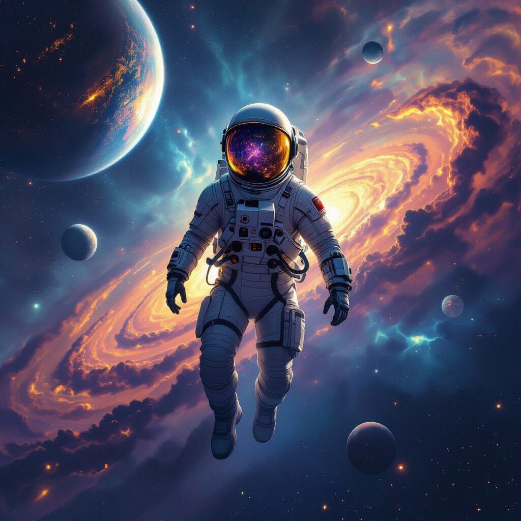 Astronaut in Cosmic Ocean: Digital Painting