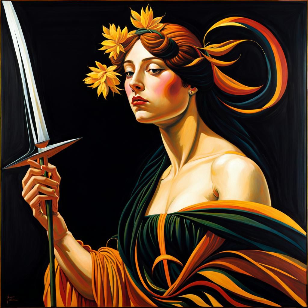 Fairy Warrior in Lyrical Abstraction Style