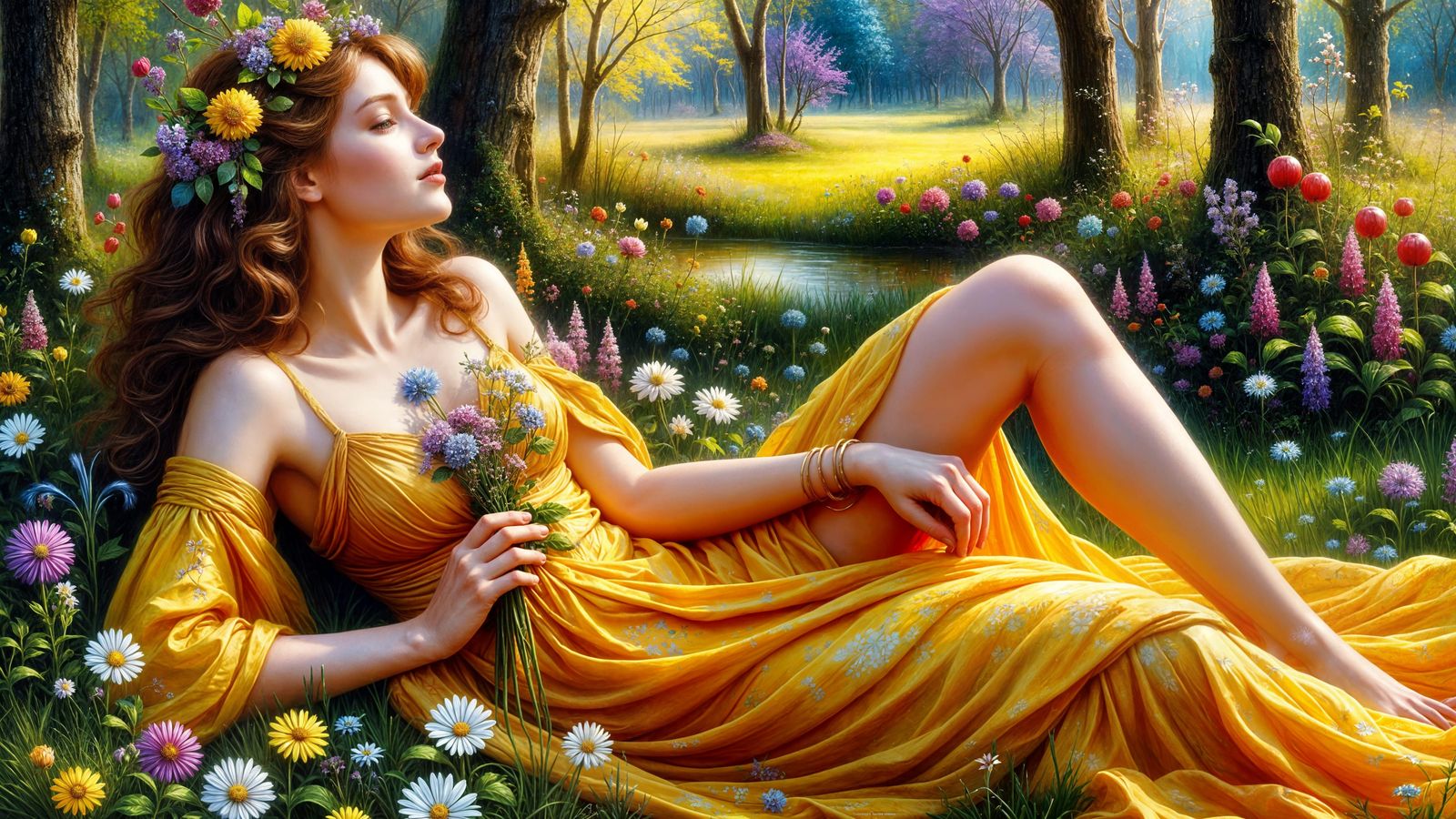 Magical Spring Fairy in Vibrant Matte Painting