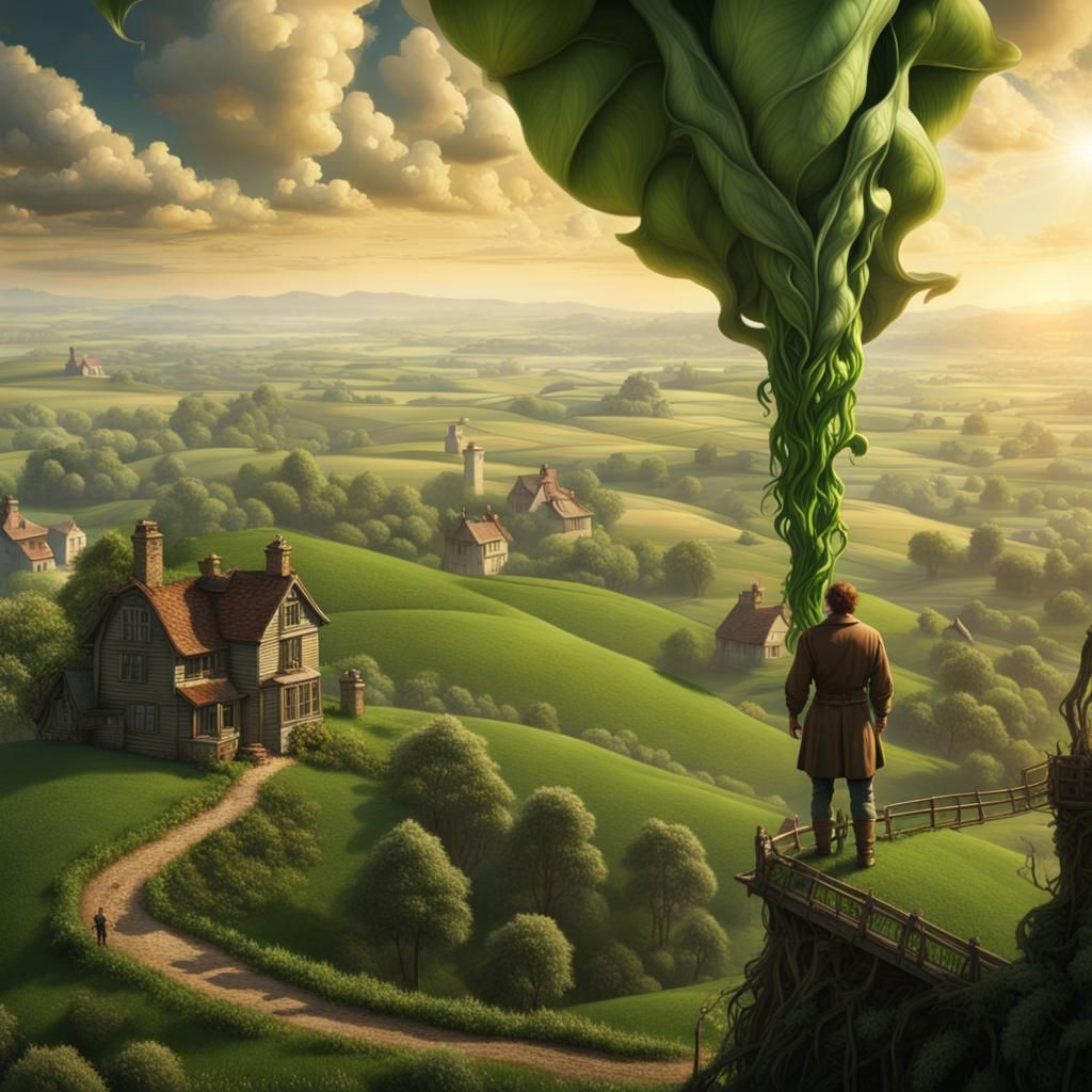 Jack Climbing Beanstalk: Epic Cinematic Digital Painting