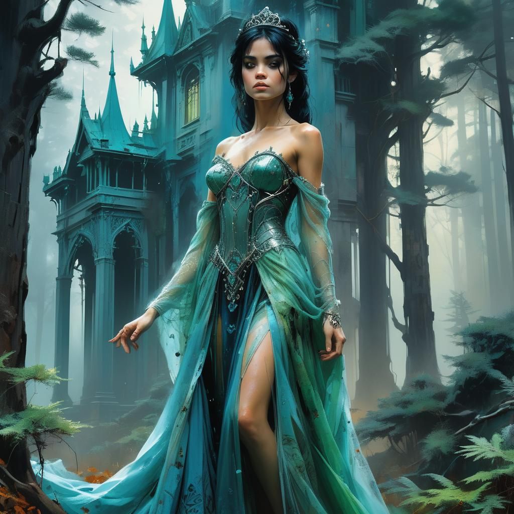 Elven Princess in Misty Forest: Fantasy Book Cover