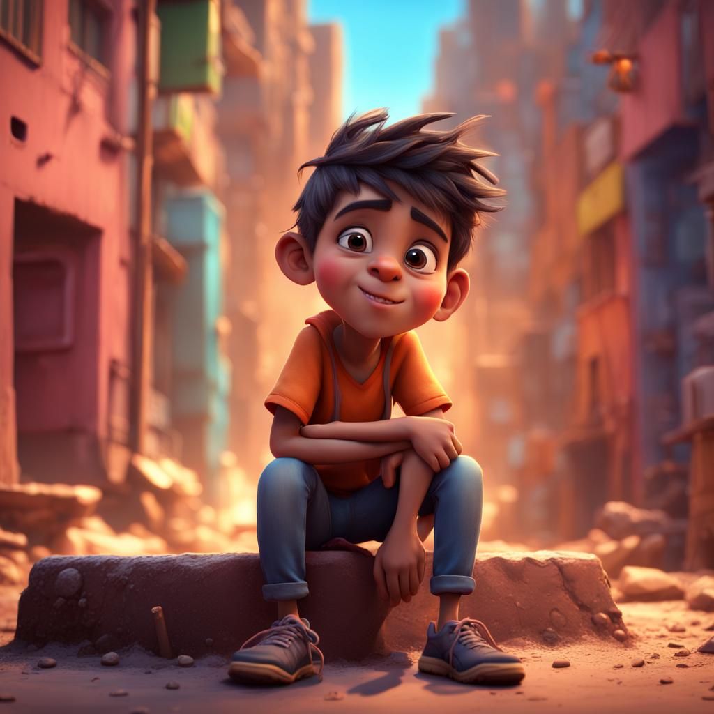 Cartoon Boy's Dreams: A 3D Digital Art Piece